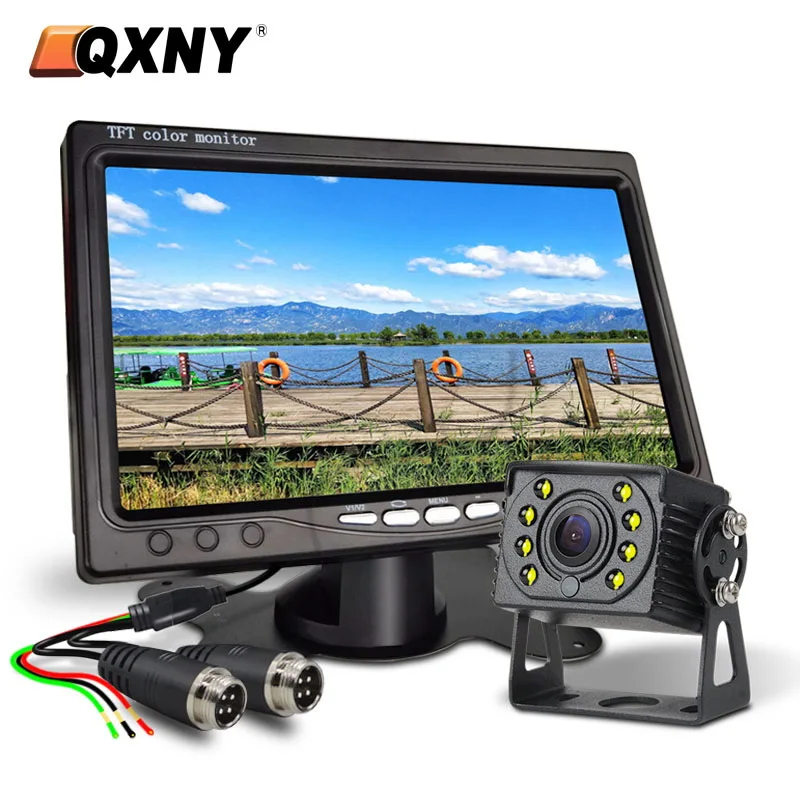 QXNY Car Rear View LED Camera with Monitor for Truck/Trailer Parking 7