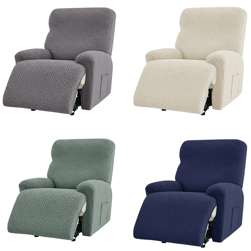 4pcs/set Stretch Split Recliner Sofa Covers Jacquard Anti-dirty Relax Reclining Armchair Slipcover 1 Seater for Living Room view 6
