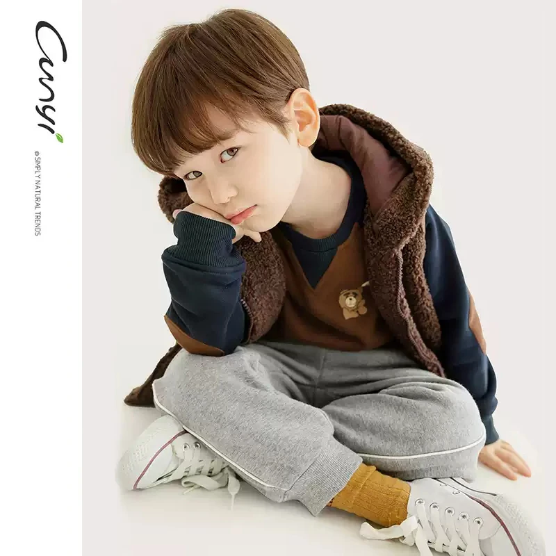 Ircomll Children\'s vest winter Fall Bape Plush Hooded Bear Outerwear For Girls Boys Children Coat Baby Top Waistcoat Girl Outfit