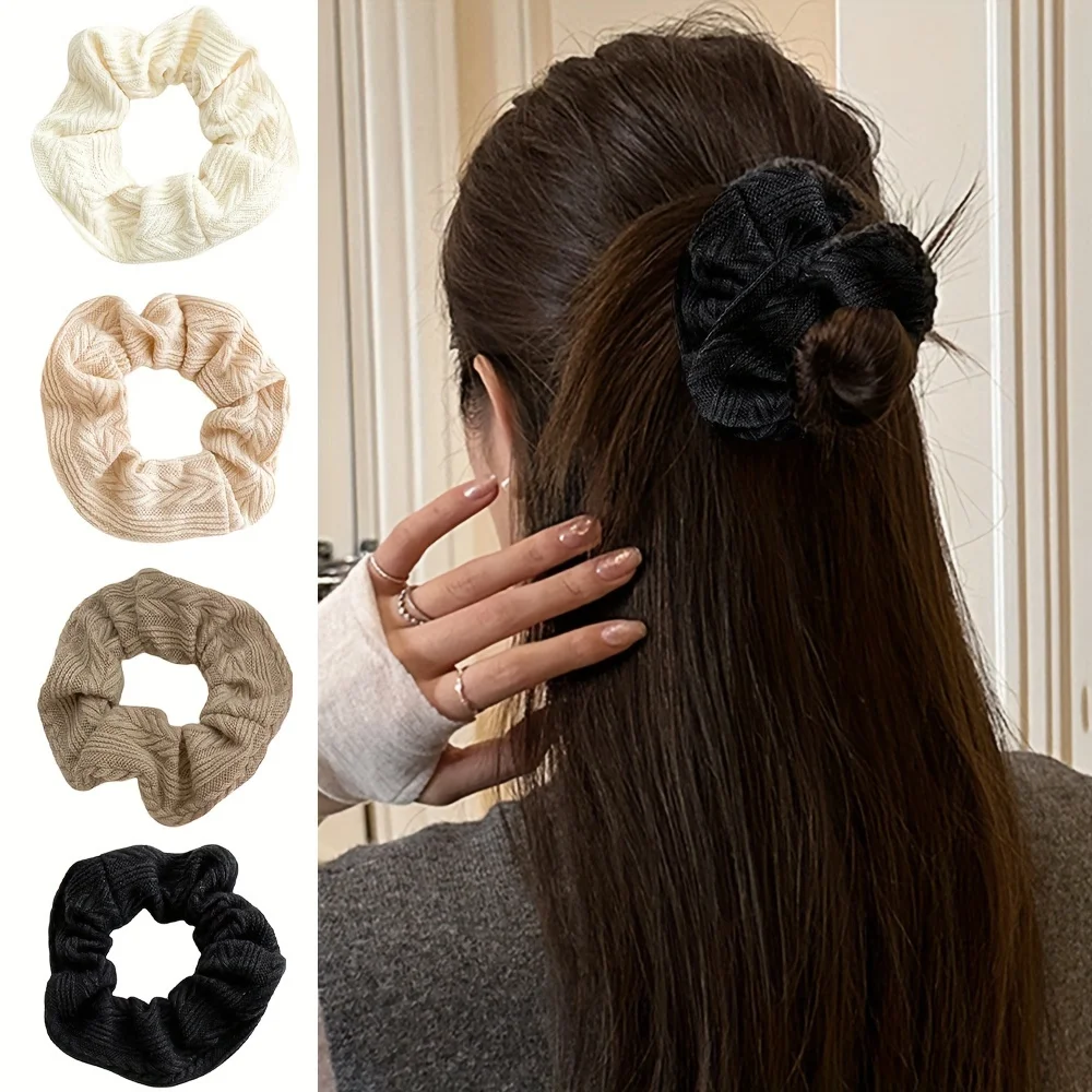 4 Pieces of Multi-Color Elegant Large-Volume Large Intestine Hair Ties Suitable for Girls to Work Clothing