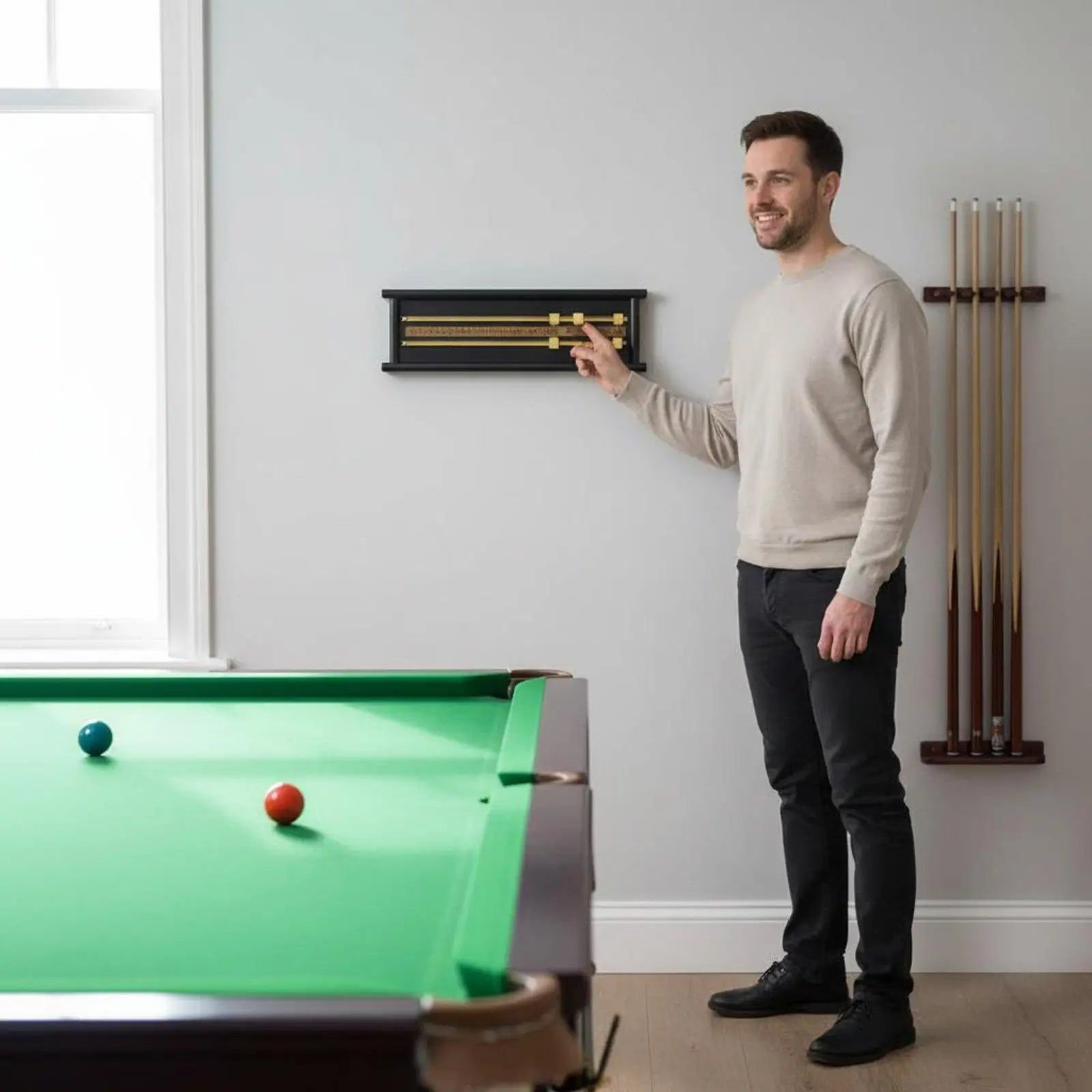 Wooden Snooker Scorer Double Rail Snooker Scoreboard Effortless Sliding