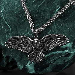 Stainless Steel Animal Eagle Pendant Necklace Men's Domineering Punk Hip Hop Party Jewelry Biker Flying Necklace Gift