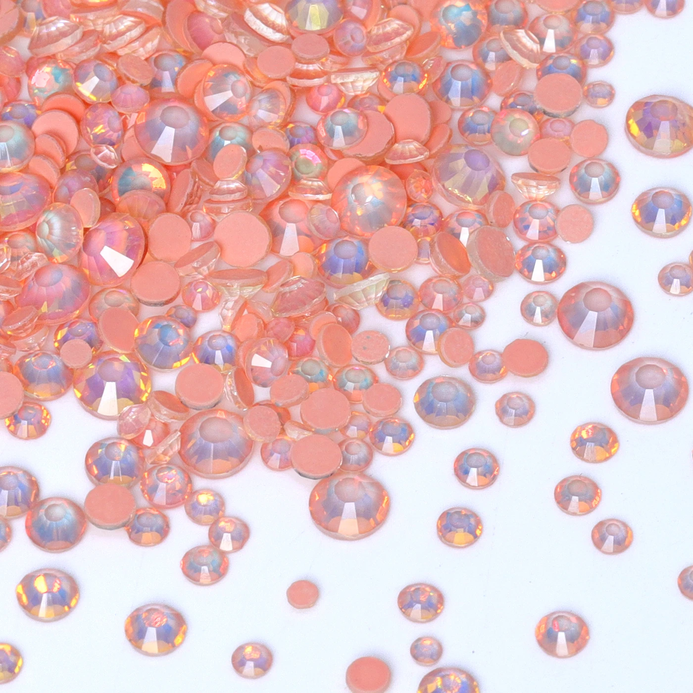 1440 Stück Mokka-Opal-Serie, Mischgröße, Glas-Strasssteine mit flacher Rückseite, glitzernde Steine, zum Aufkleben auf Strasssteinen für DIY-Nagelkunst-Dekoration