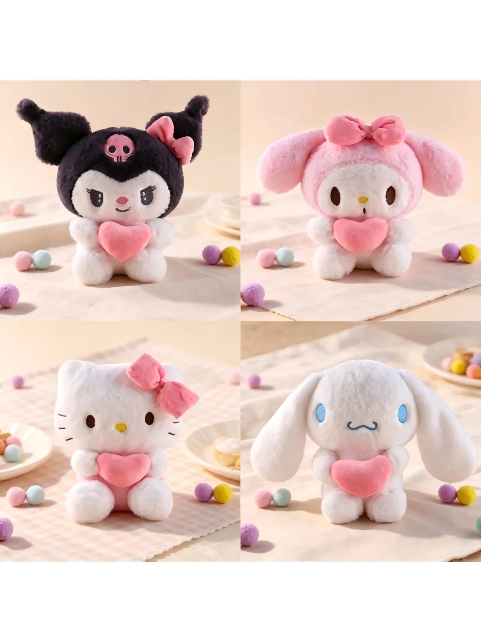 22 cm große Sanrio-Plüschpuppe, Hello Kitty Kuromi My Melody Cinnamoroll, weiches Kissenspielzeug, Cartoon-Plüschornament, für Mädchen und Kinder