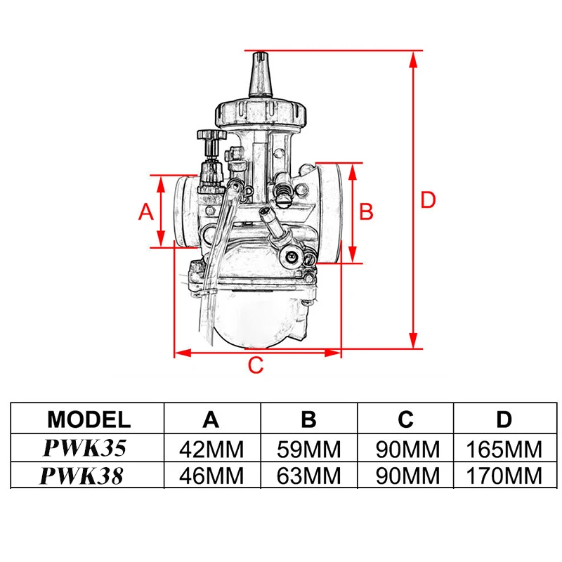 PWK 35mm 38mm KEIHIN Carburetor Air Striker Universal 2T 4T Engine Motorcycle Scootter UTV ATV