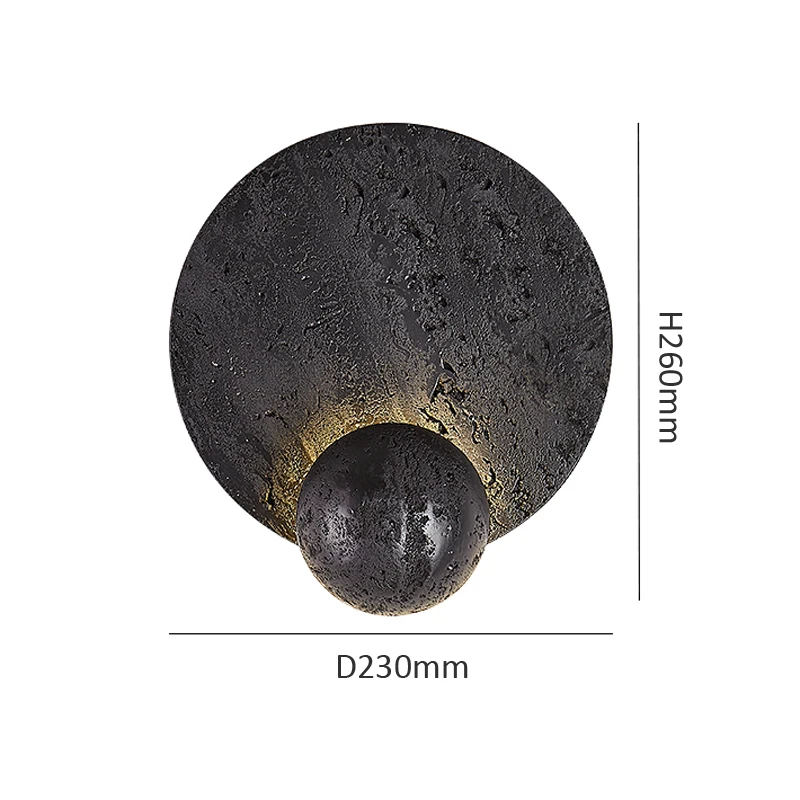 Natural Black Cave Stone Luxury Home Decoration Light Creative Wabi Sabi Apartment Bedroom Bedhead Atmosphere LED Wall Lamp