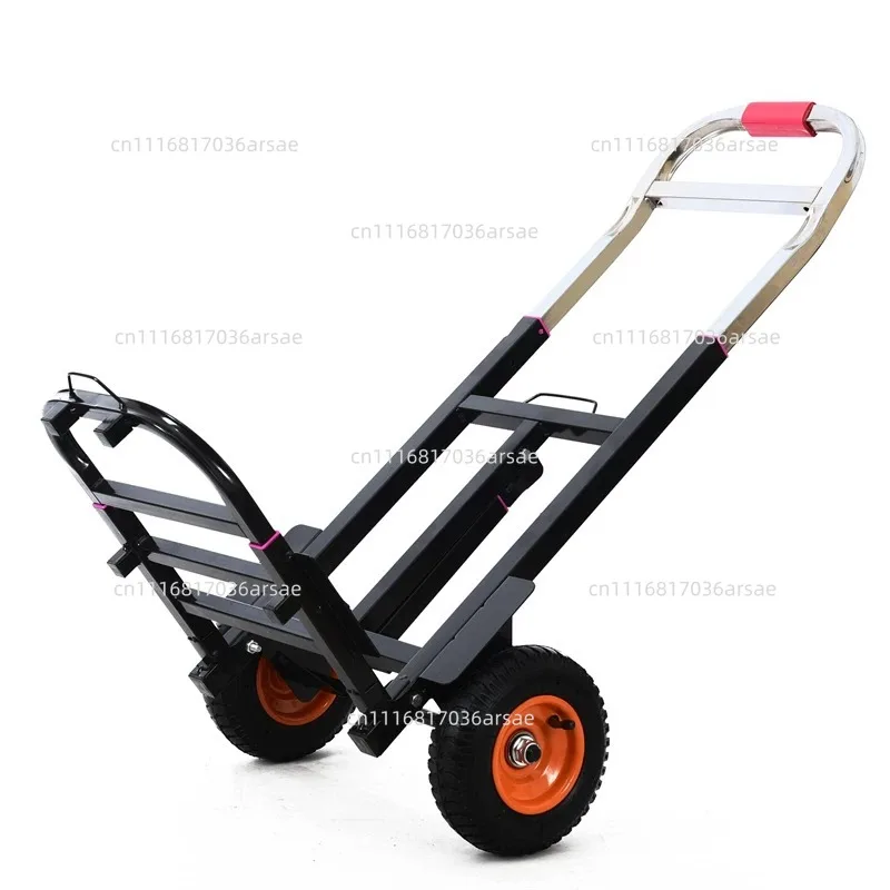 Foldable Hand Truck Portable Luggage Cart Transport Wagon for Shopping Warehouse Heavy Duty Pull Cart with Non-Slip Handle