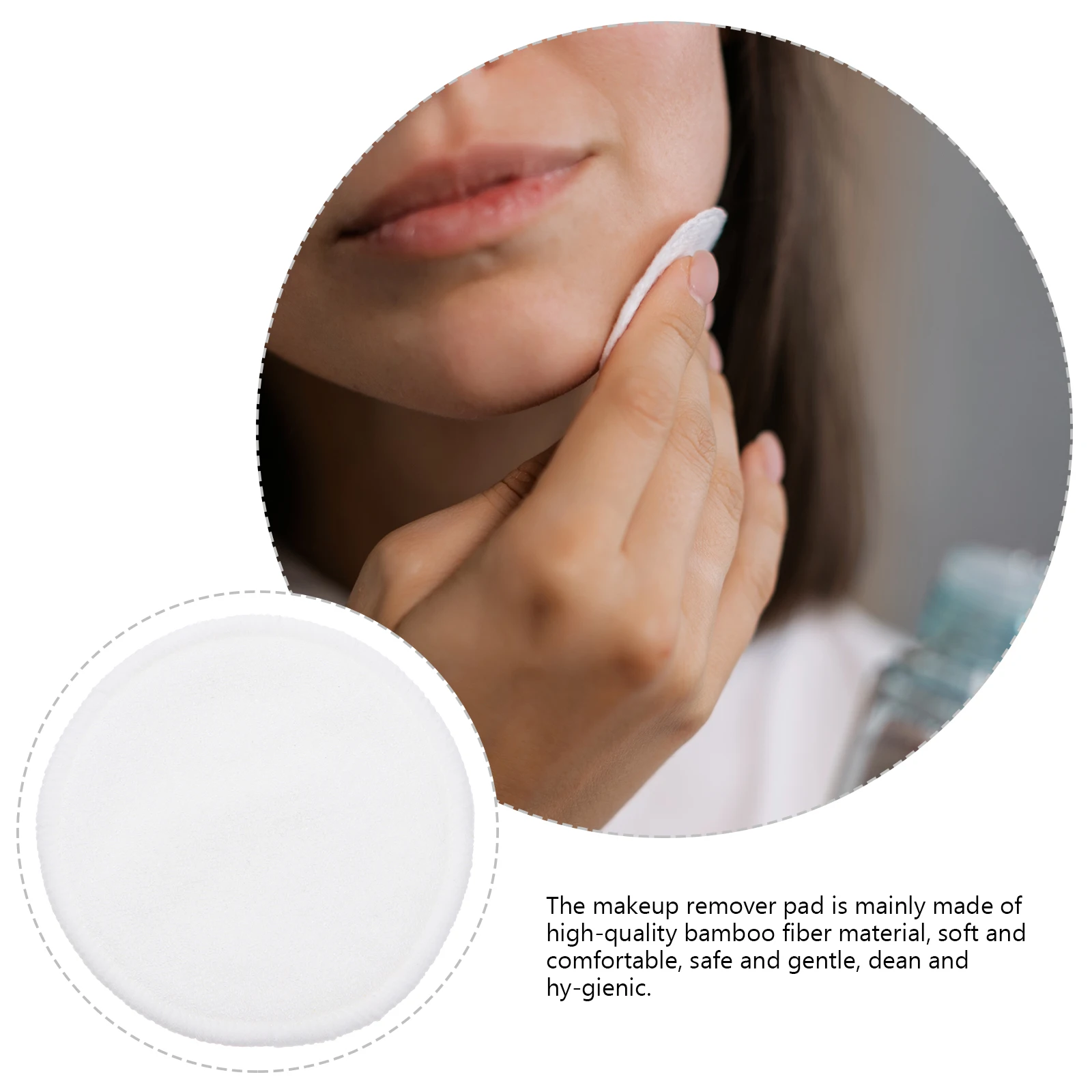 

Bamboo Fiber Facial Cleansing Pads Soft Reusable Makeup Remover Pad Gentle Skin Friendly Powder Puff Daily Travel Use