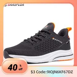 Baasploa New Running Shoes Men's Casual Lightweight Designer Mesh Sneakers Male Outdoor Breathable Lace-Up Sports Walking Shoes