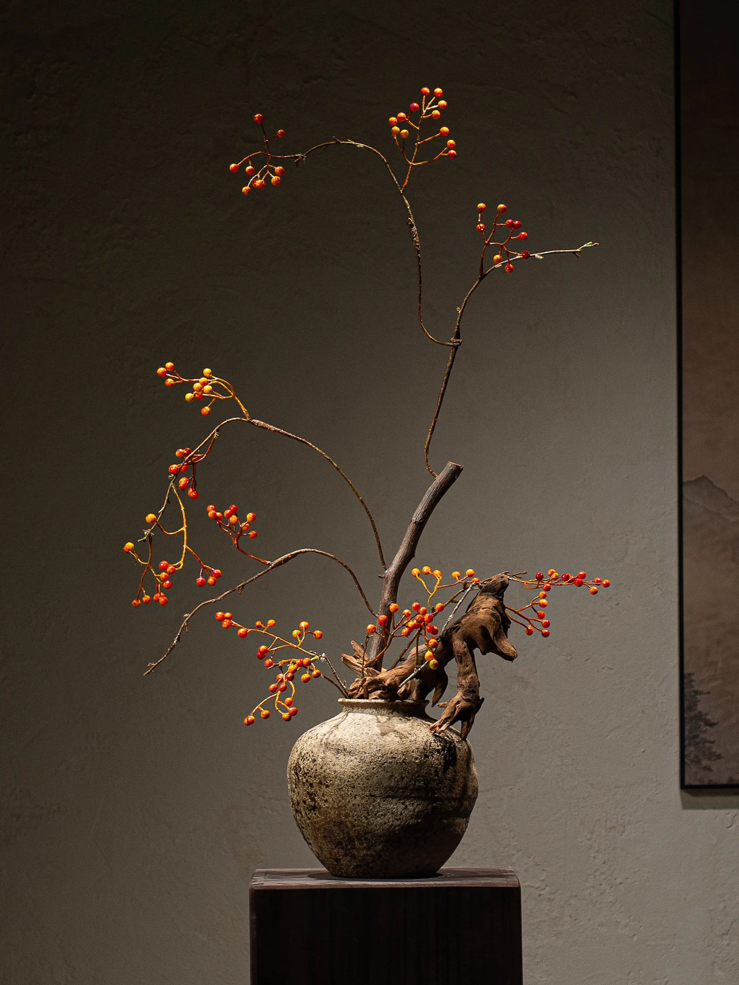 Retro Chinese Zen Sle Cerc Flower Vase for Floral Art Hotel Entrance Soft Decoration Home Decorative Accories