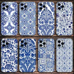 Azulejo Case ceramic glazed tile Phone Case For Apple iPhone 15,14,13,12,11,Pro,X,XS,Max,XR,Plus,Mini Soft Black Cover