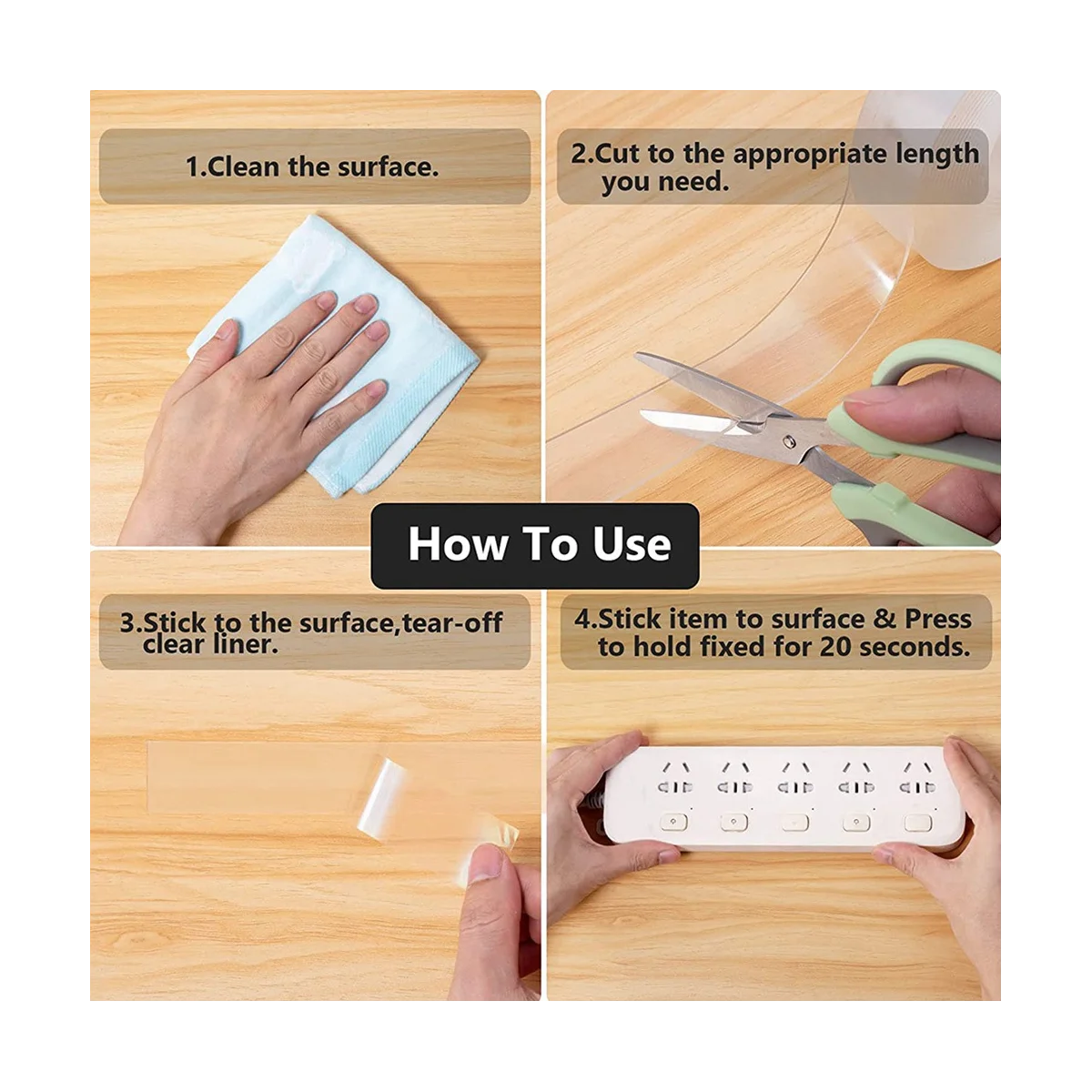 Double Sided Tape , Removable & Reusable Double Transparent Tape for Walls, Carpet