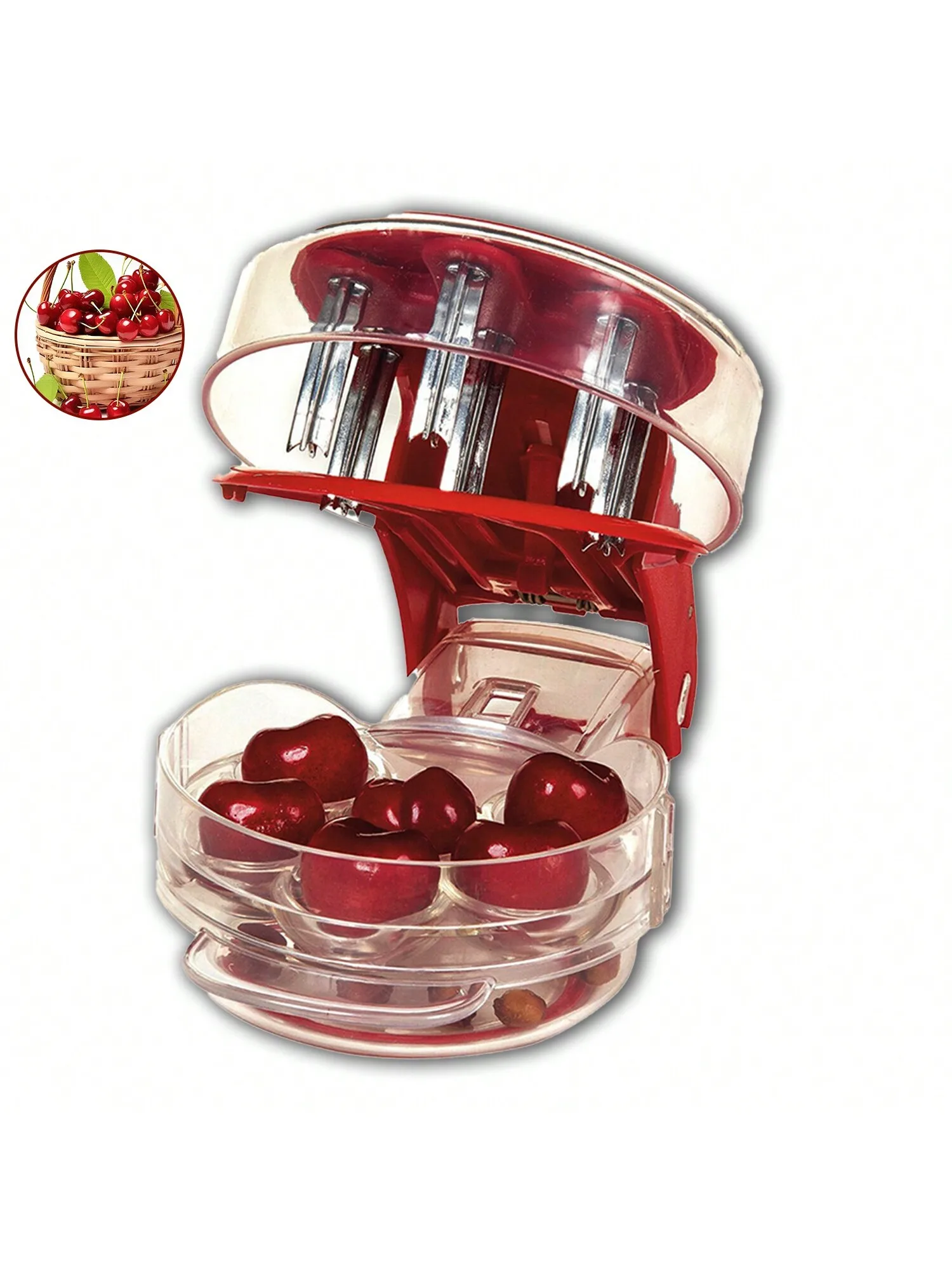 Cherry Pitter Tool - Push-Pull Cherry Seed Remover 6 At A Time - Portable Cherry Pitter Tool Pit Remover With Lock Design - Grea