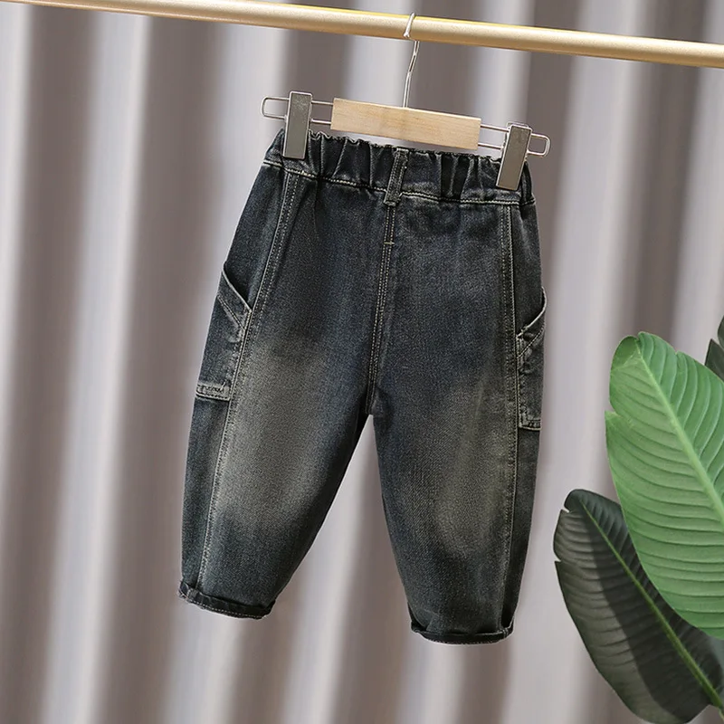 Baby Boy Girl Loose Jeans New Fashion Korean Style Casual Patchwork  Jeans Spring Autumn Children's Denim Pants For 2-10 Years