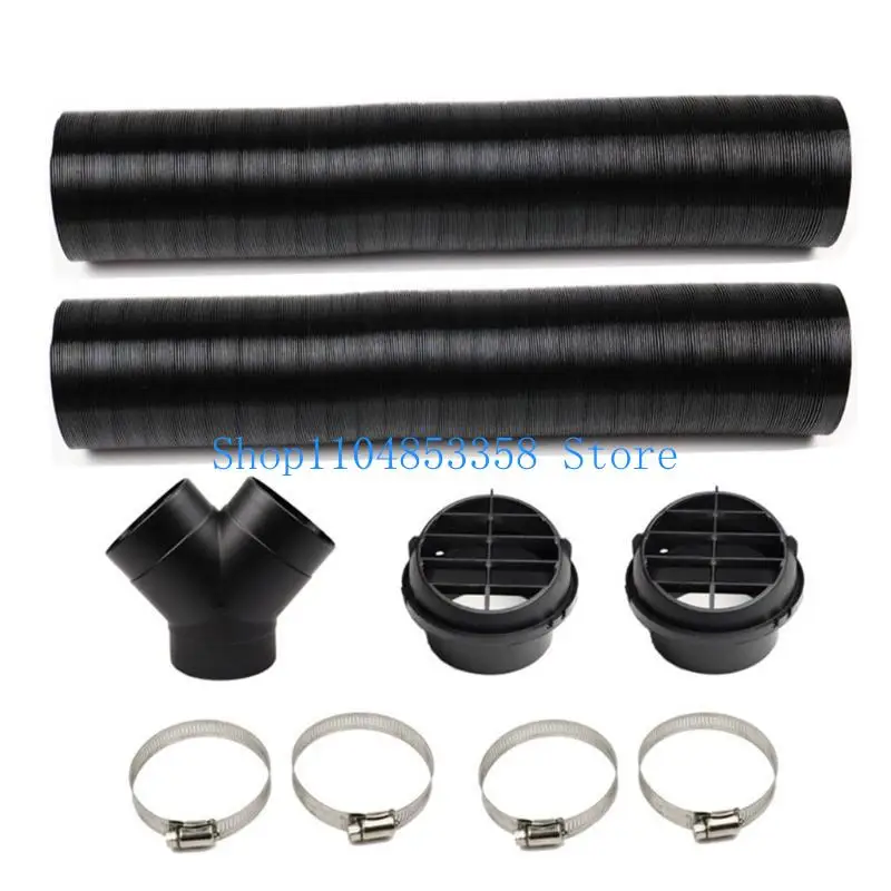 

652F 75mm Diesels Heater Pipe Ducting, Diesels Heater Air Duct Hose, Car Heater Duct Warm Air Outlet Vent Y-shaped Hose Clips