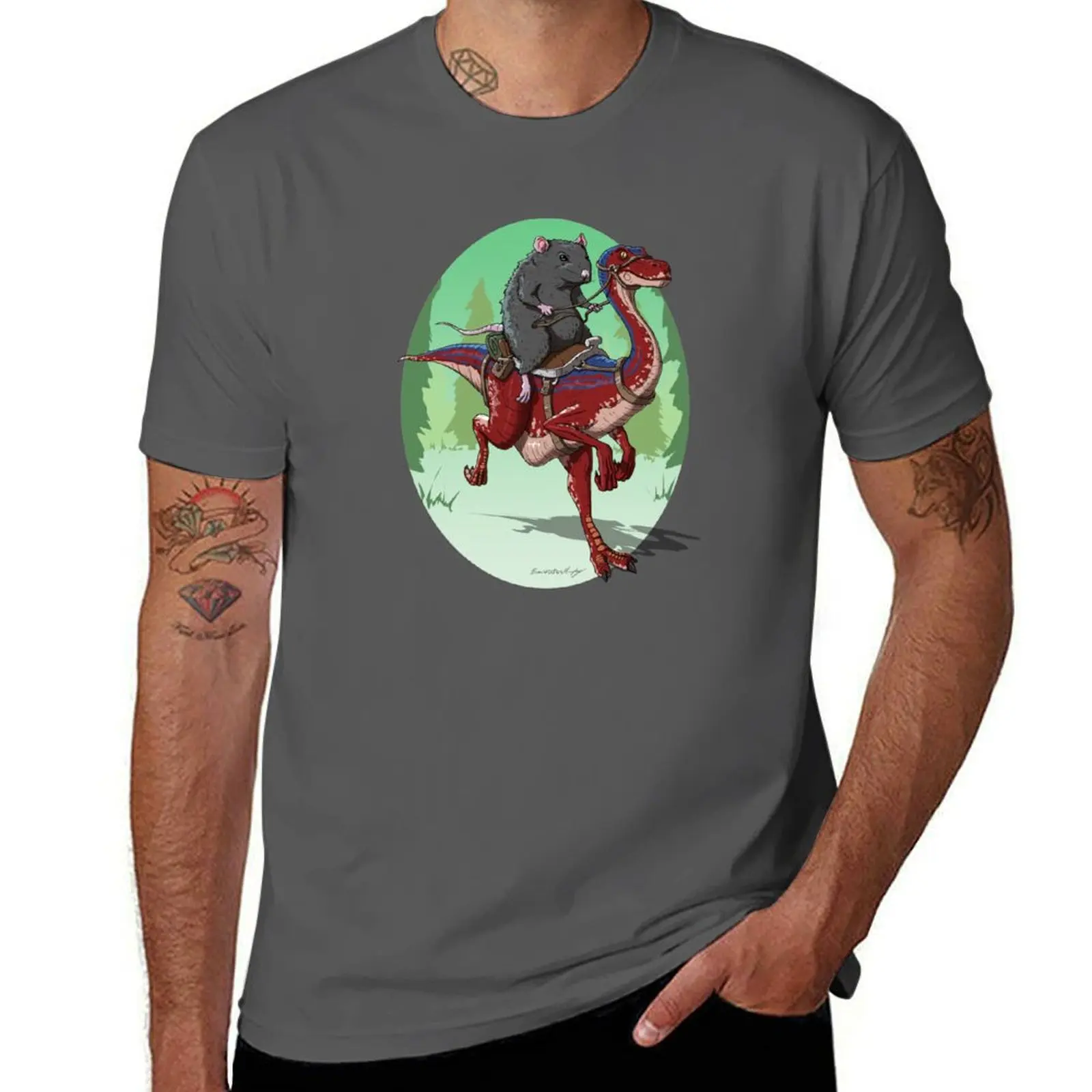

Rat Gallimimus Rider T-Shirt t shirts for man pack cotton t shirts with prints t shirts for man graphic funny T-Shirt