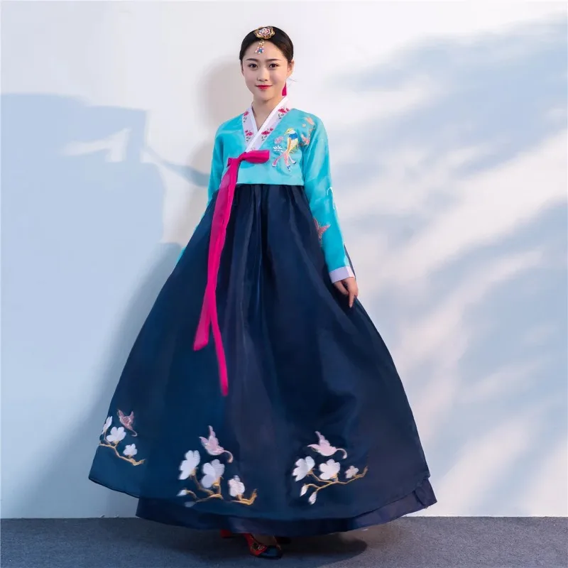 

Традиционный Женский традиционный костюм православной Hanbok, корейское платье, элегантный дворцовый костюм принцессы, Корейская вышивка, Свадебная вечеринка