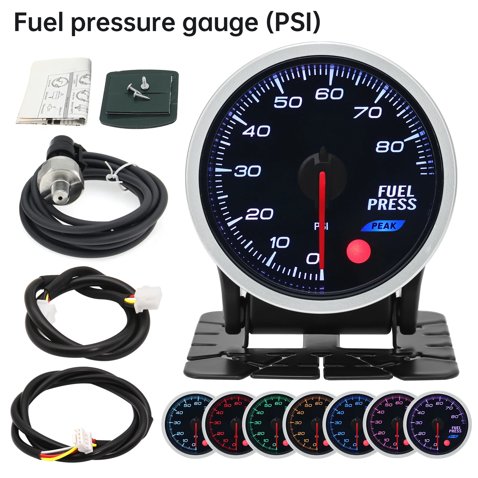 Universele Auto 12V 52mm 8 Kleur Racewagen Oliedruk Water Olie Temp EGT Uitlaat Temp Turbo Boost toerenteller Gauge Meter