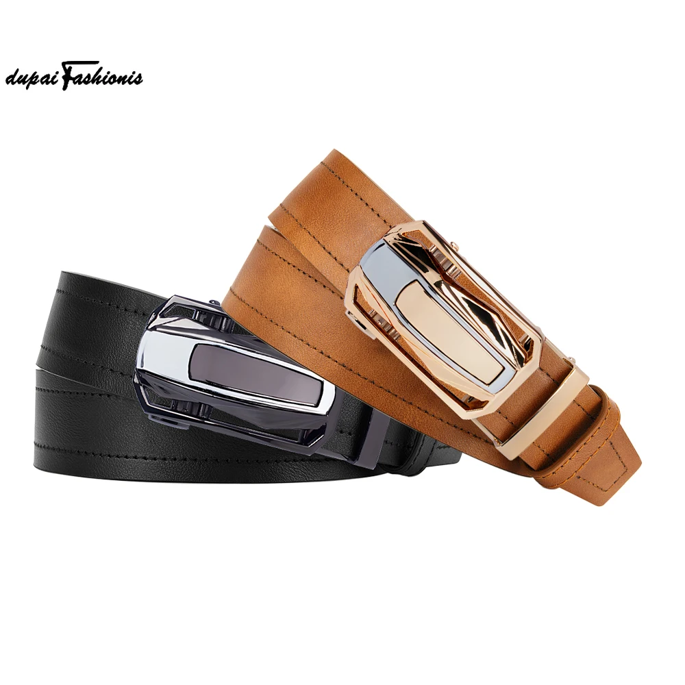 

Men's High Quality Plus Size PU Leather Belt Metal Alloy Automatic Buckle Brand Luxury Design Waist Belts for Men Strap Male