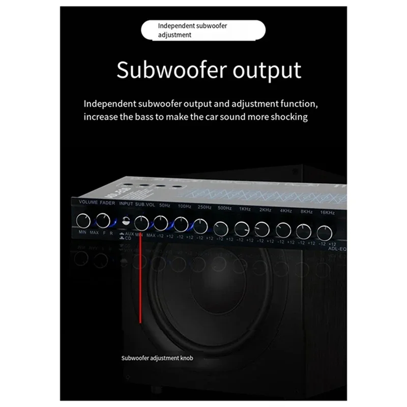 B50B-Auto Cube 9 Band Graphic Equalizer Digital Car Audio ADL-EQ9 Full Series Car Amplifier Equalizer With Adjustable Filter