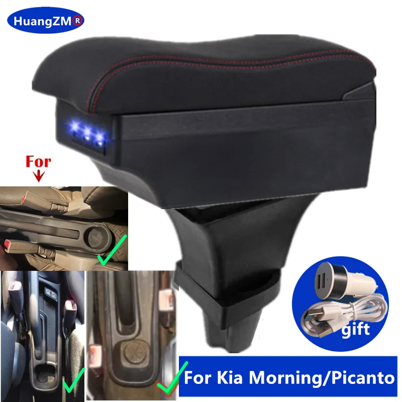 Für Kia Morning Armlehnenbox, für Kia Picanto Auto-Armlehnenbox, zentrale Aufbewahrungsbox, spezielles Nachrüstzubehör für den Innenraum