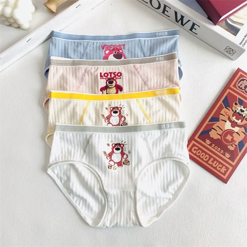 Cute Cartoon Lotso Girl Student New Creative Personality Sweet Printed Mid-waist Butt Lift Antibacterial Cotton Briefs Wholesale