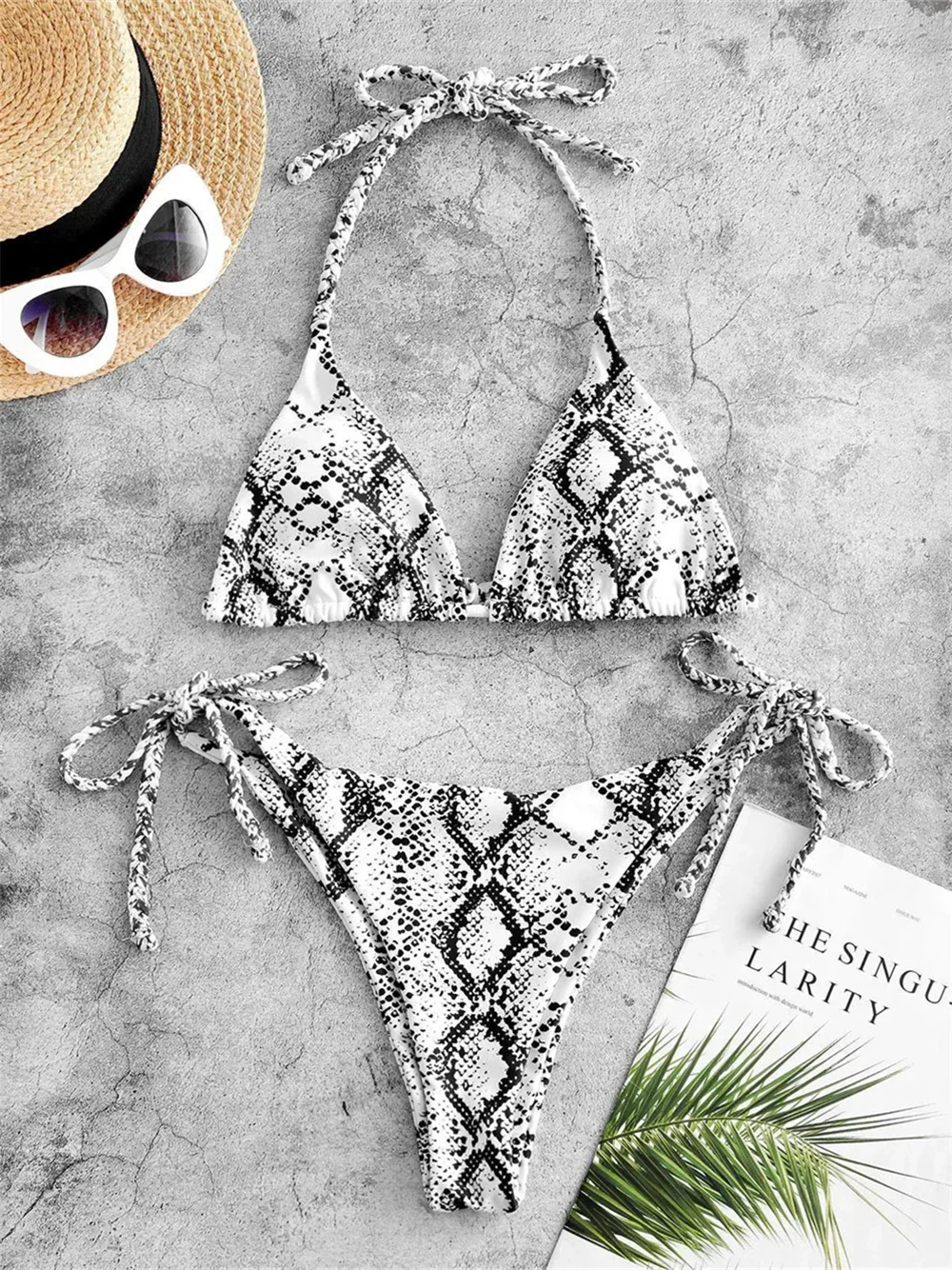 Snake Print Extrem Bikini Micro String Lace Swimsuit Push Up Backless Beach Outfits Women Vacation Swimwears Bathing Suit Tangas