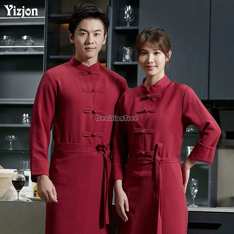 Uniforme de chef en coton et lin de style chinois, vêtement de cuisine polyvalent, respirant et confortable, diverses occasions, nouveau, 2024