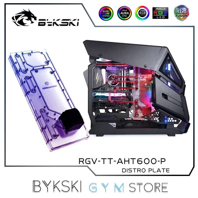 Bykski Distro Plate For TT AH T600 Case,360 + 480 Radiator Waterway Board Kit Water Cooling Loop Solution,12V/5V RGV-TT-AHT600-P