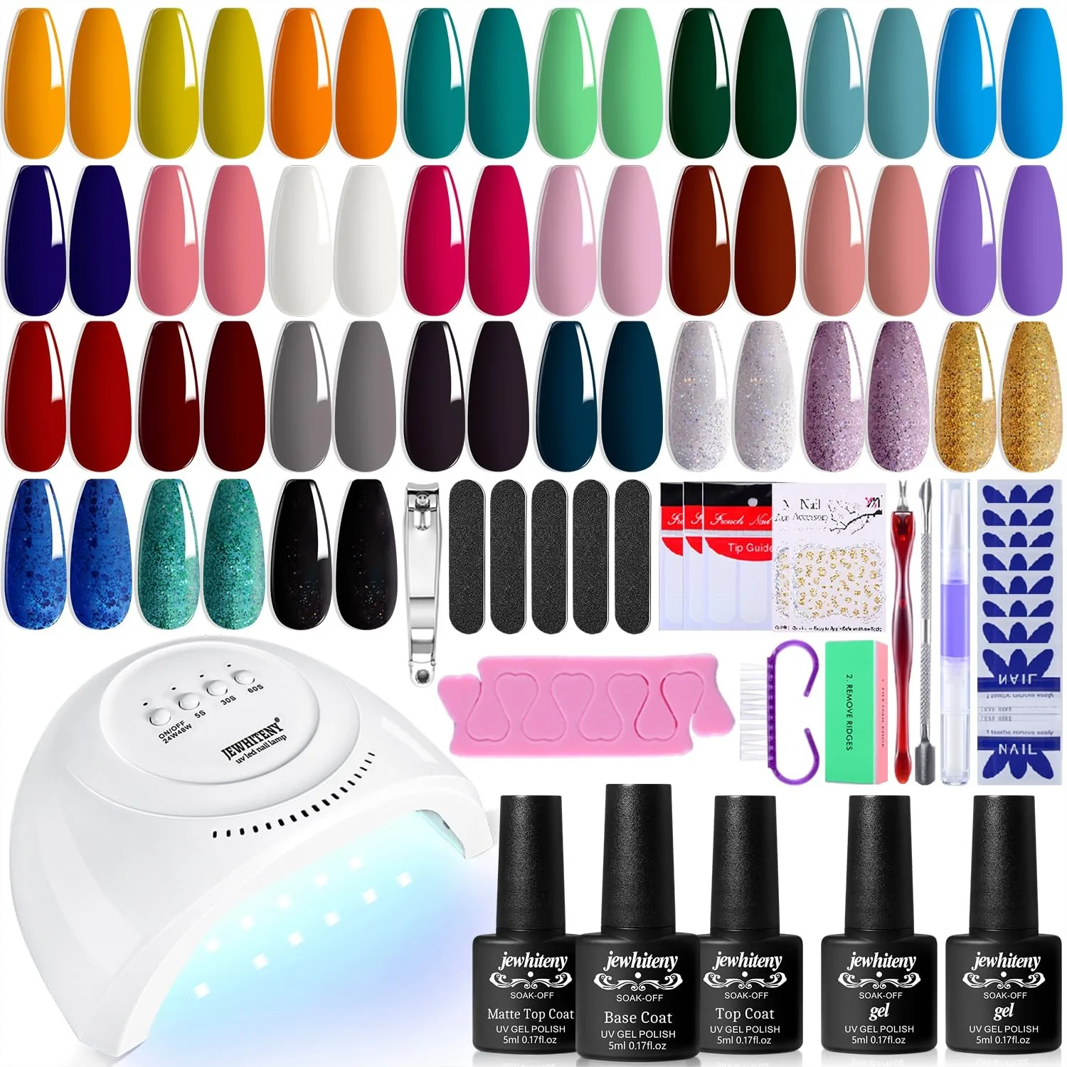 

27 Colors Gel Nail Polish Kit with UV LED Lamp, Curing Light, Base & Top Coat, DIY Manicure Set for Home