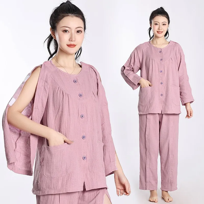 Cotton Cardigan hospital wear Patient Suit Men Women Fracture patient uniform Nursing Top Pants set convenient Shirt Trousers