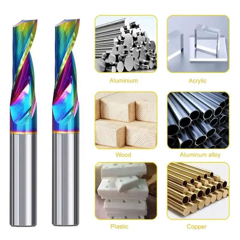 1 個 DLC カラー塗装シングルフルート超硬エンドミル CNC タングステン鋼アルミフライスカッター 2 ミリメートル 3.175 ミリメートル 4 ミリメートル 6 ミリメートル