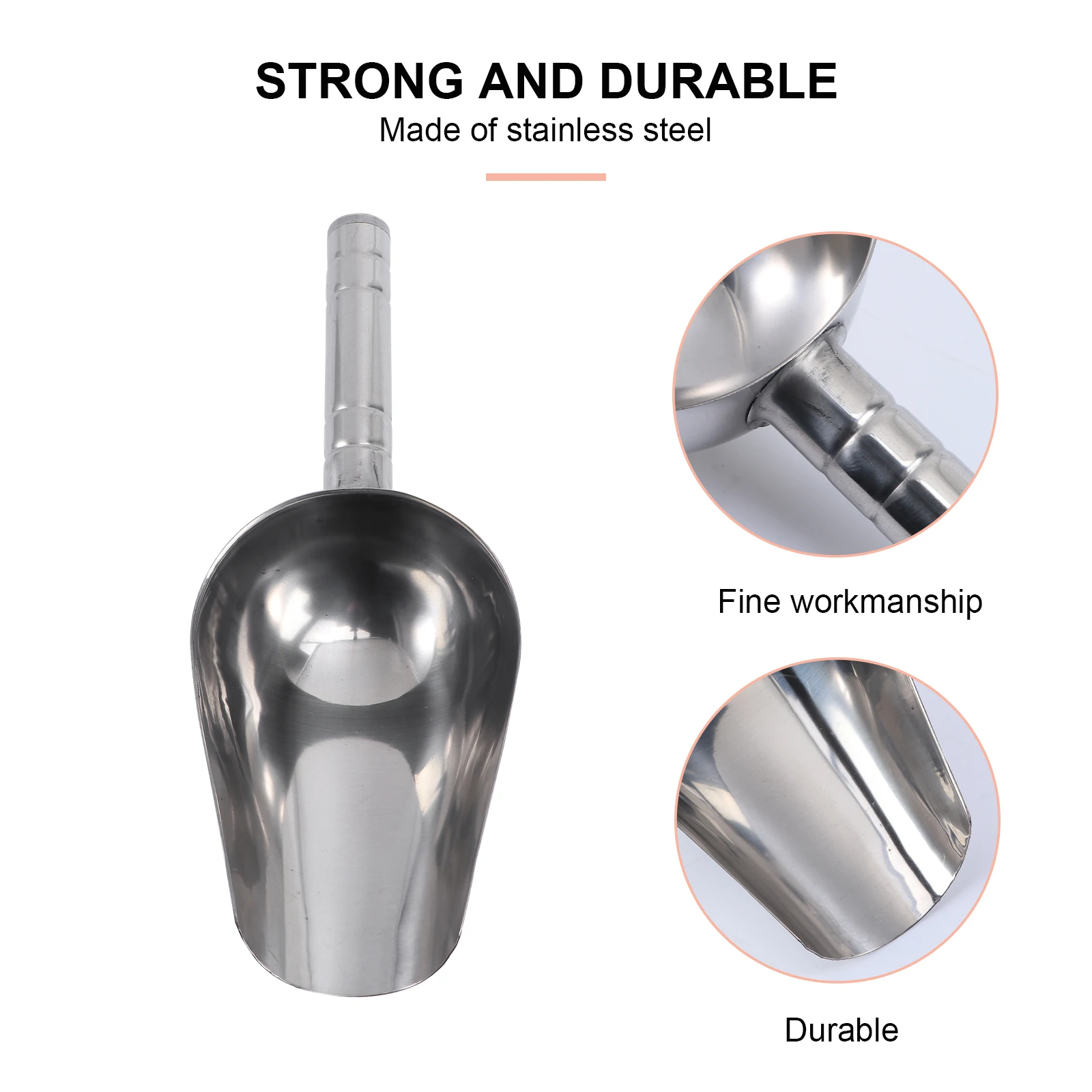 

Stainless Steel Pet Shovel Multifunctional 250G Capacity Durable Round Head For Candies Nuts Flour Popcorn Coffee Beans Dog Food