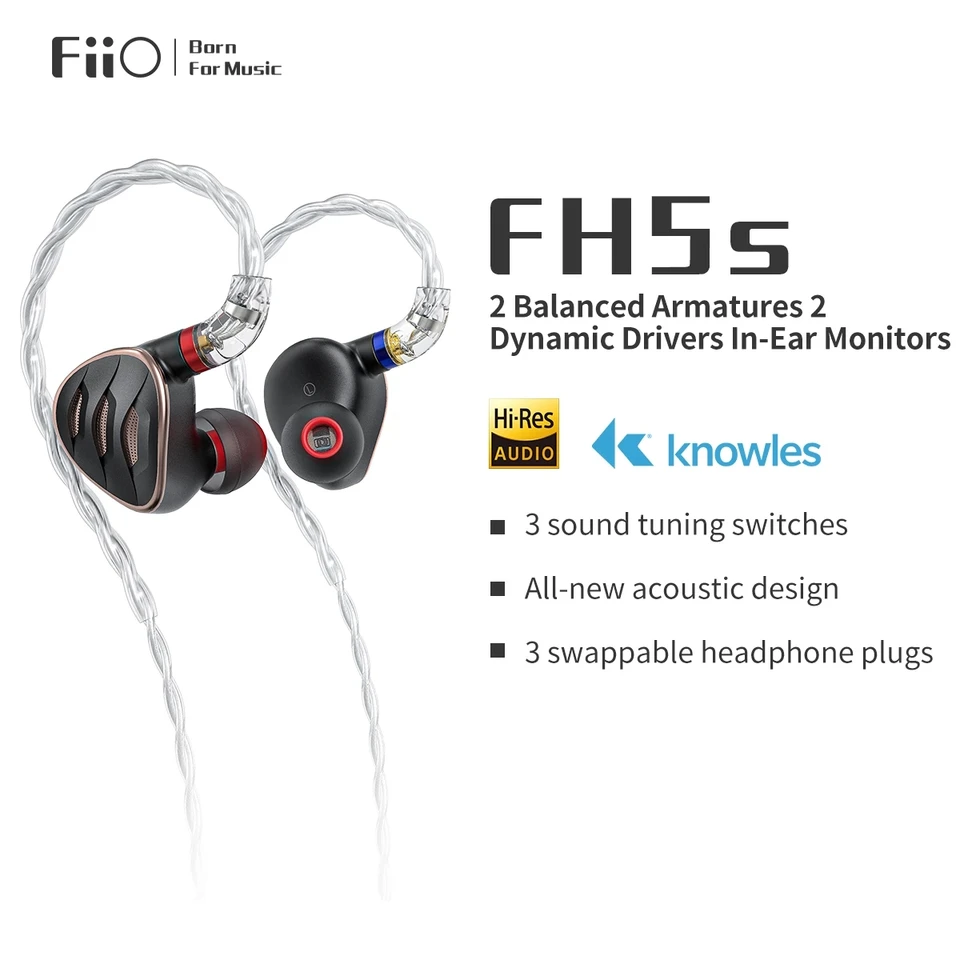 FiiO FH5S 2BA+2DD Hybrid Driver In-ear Earphone Earbud with 2.5
