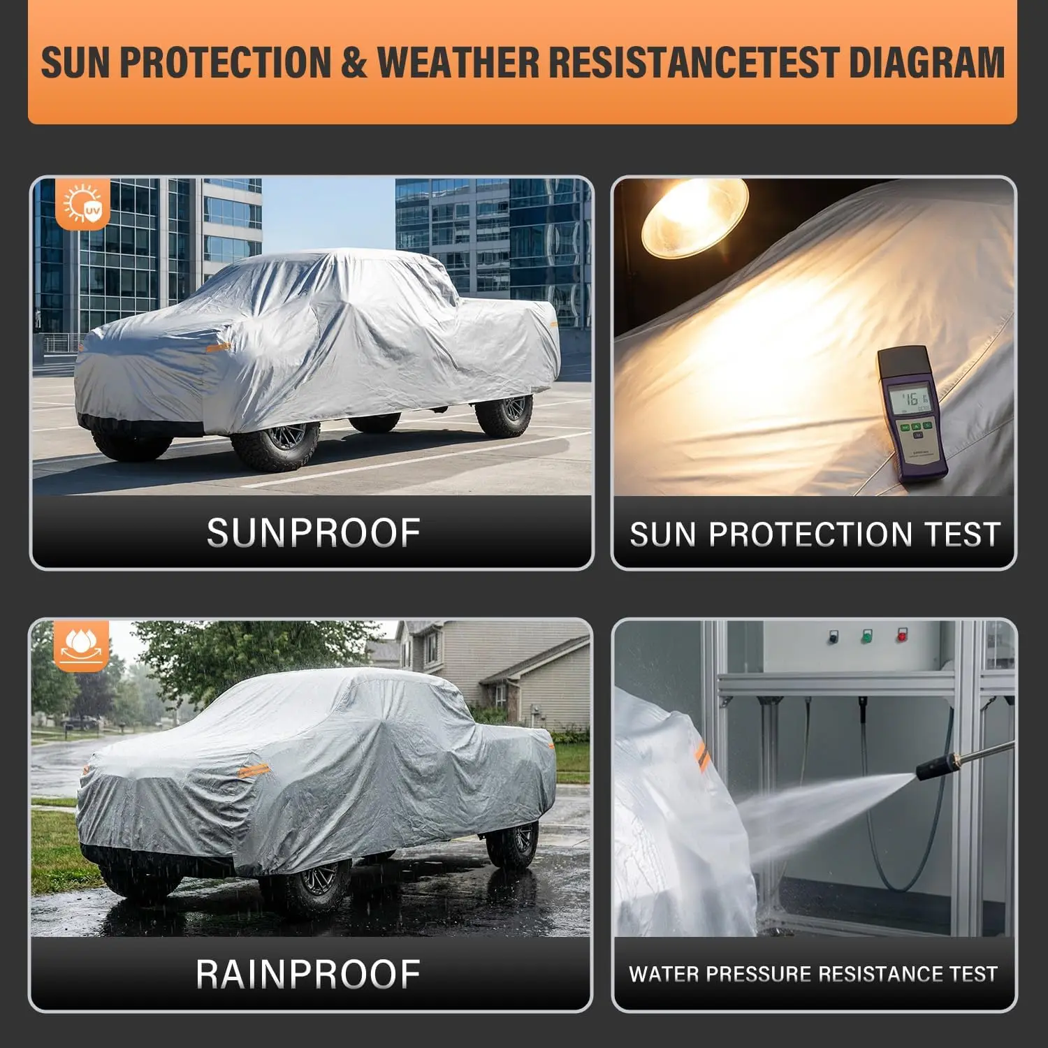 Truck Cover, Waterproof All-Weather Protection, Size T1 – View Vehicle Size Chart for Proper Fit