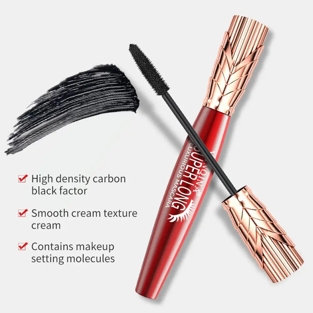 Black Mascara Waterproof Lengthening Thick Curling Mascara No Fading 24 Hours Lasting Moisturizer 4D Mascara Cosmetic