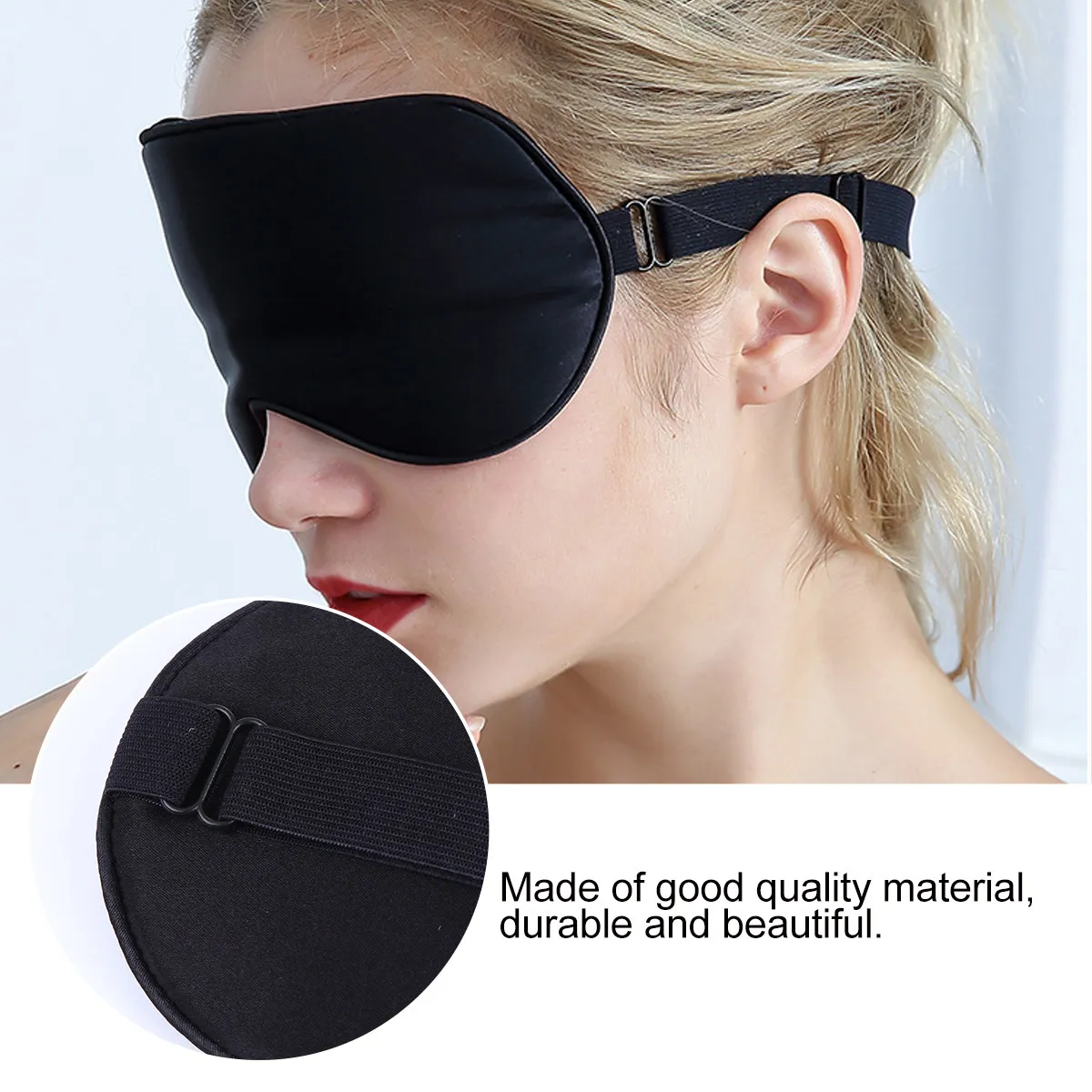 Silk Eye Mask Black Sleep Mask Soft Comfortable Shading Pressure-Free for Travel Home Eye Masks for Sleeping Blackout