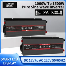 DATOUBOSS DN-022 Inwerter czystej fali sinusoidalnej DC12V na AC220V Ciągła moc 1500W Przenośny falownik napięcia zasilania słonecznego