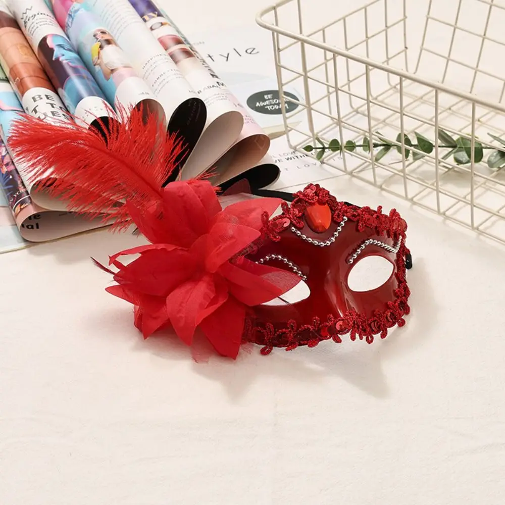 Rhinestone Half-Face Mask Multicolor Flower Masquerade Ball Mask Cosplay Fancy Prom Halloween Festival Party Mask Women's Event