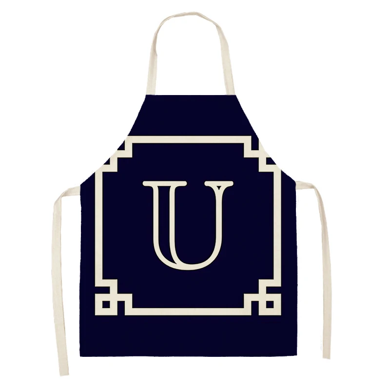 Home wreath Letter Pattern Apron Women Men child Linen Stain Resistant Apron Cooking Household Cleaning Tool Kitchen Utensils