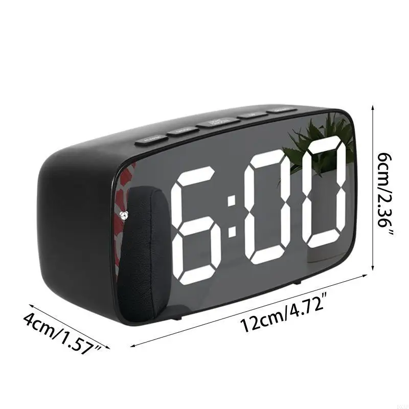 DXAF Led Digital Electronic Alarm Clock Mirror Snooze Wake Up for Time Clocks