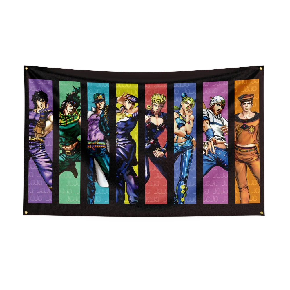 J-JoJo Bizarre-Adventures Flag Polyester Digital Printing Banner for Garage Wall Art Out Door Decoration