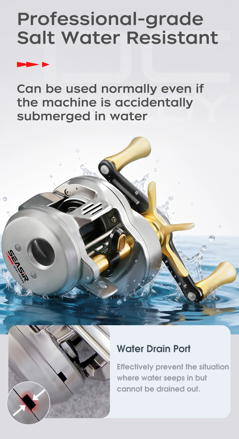 SEASIR DC Alloy Vollmetall-Rundrolle DC-Trommel Digitalsteuerung Ultraleicht 166g Salzwasser-Metallführung Baitcast-Angelrolle – Detail 12