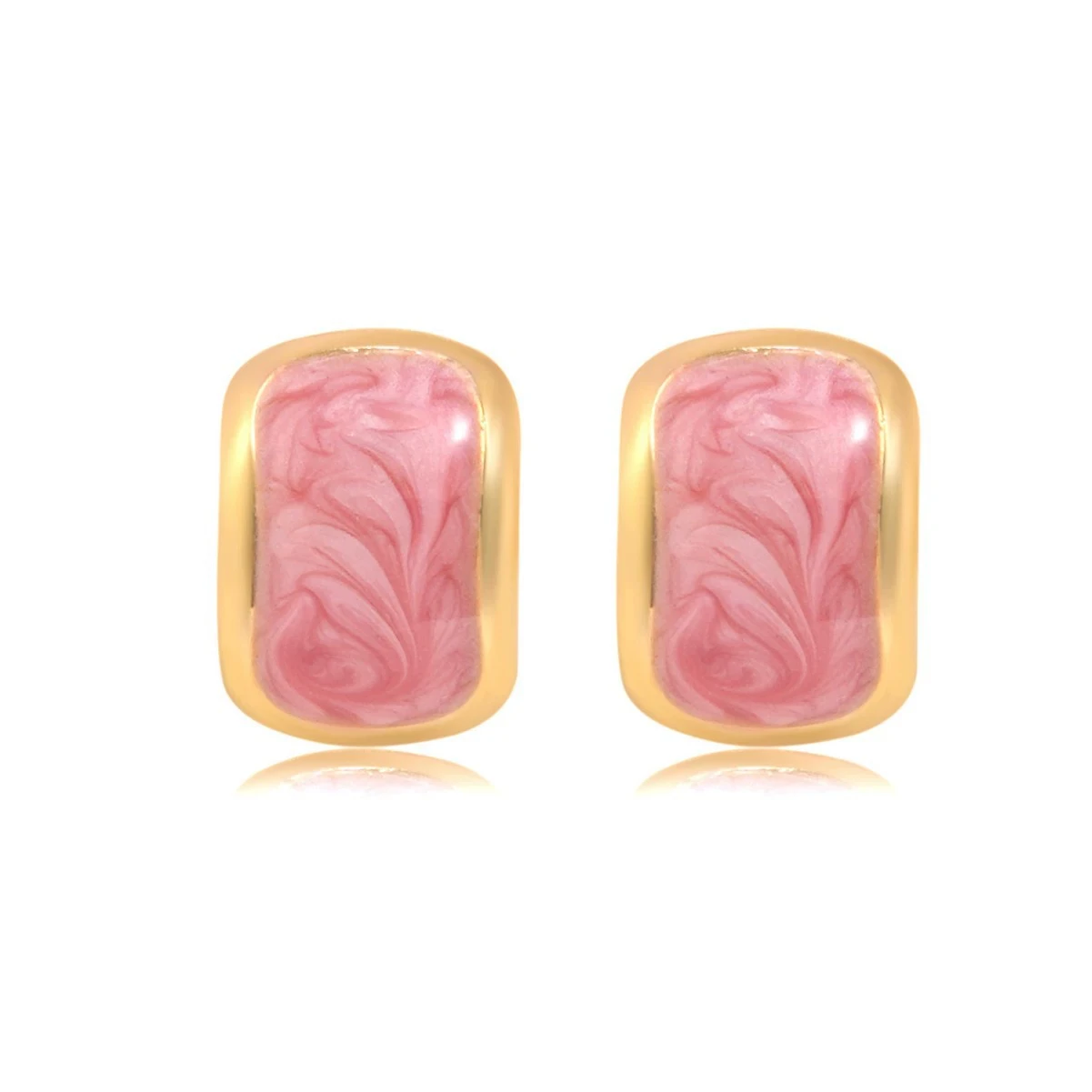 Pendientes de Aro en Forma de C con Esmalte Geométrico Coreano para Mujer, Joyería Simple de Color Rosa Glaseado, Regalo de Navidad para Amiga