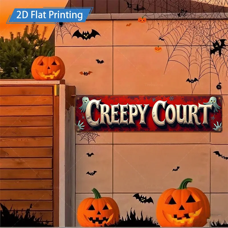 1 قطعة 8x12 بوصة علامة معدنية للهالوين زاحف المحكمة تسجيل الطباعة المسطحة فن المعادن الزخرفية للفناء #4