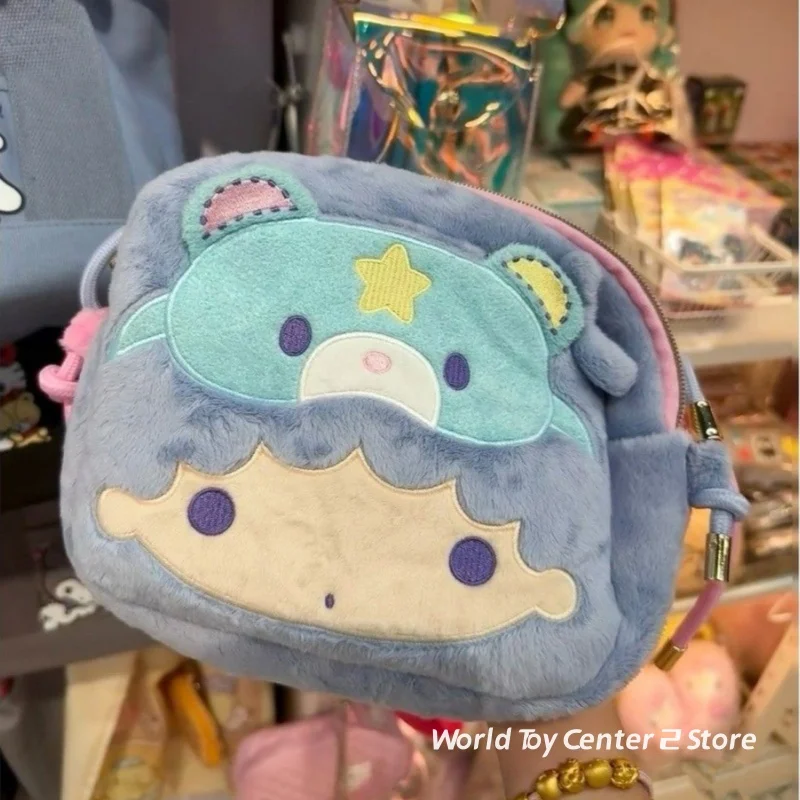 Japanese Style Cute Little Twin Stars Pink Blue Dreamy Sleep Series Double Sided Shoulder Bag Cartoon Doll Storage Periphery