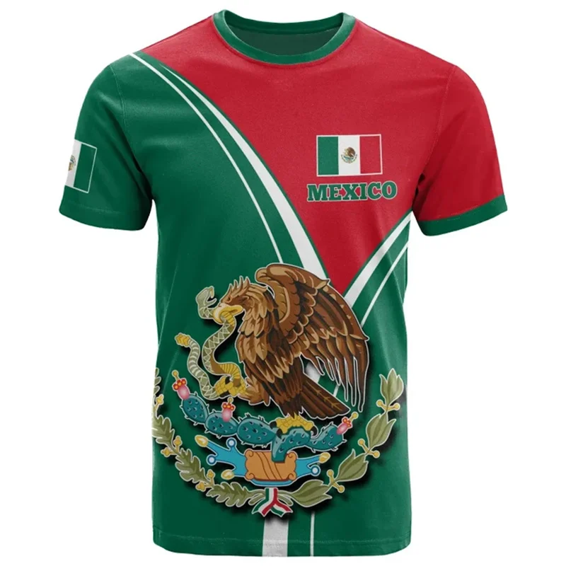 Fashion New Summer 3D Mexico Flag AZTEC Printed T Shirt Mexico Coat Of Arms Graphic T-shirts For Men Harajuku Tee Shirts Clothes