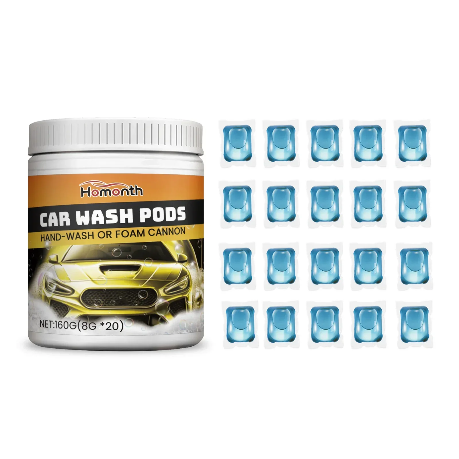 

Dissolvable Car Wash Pods Super-Concentrated Formula Car Cleaning Tool Suitable for Motorcycles Cleaning