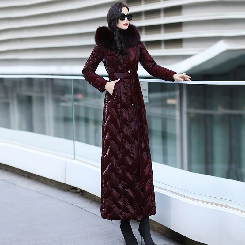 

Winter Jacket Women Long Thicke Down Cotton Coat Elegant Lady Hooded Outerwear Korean Fashion Female Parkas Overcoat Wirh Belt
