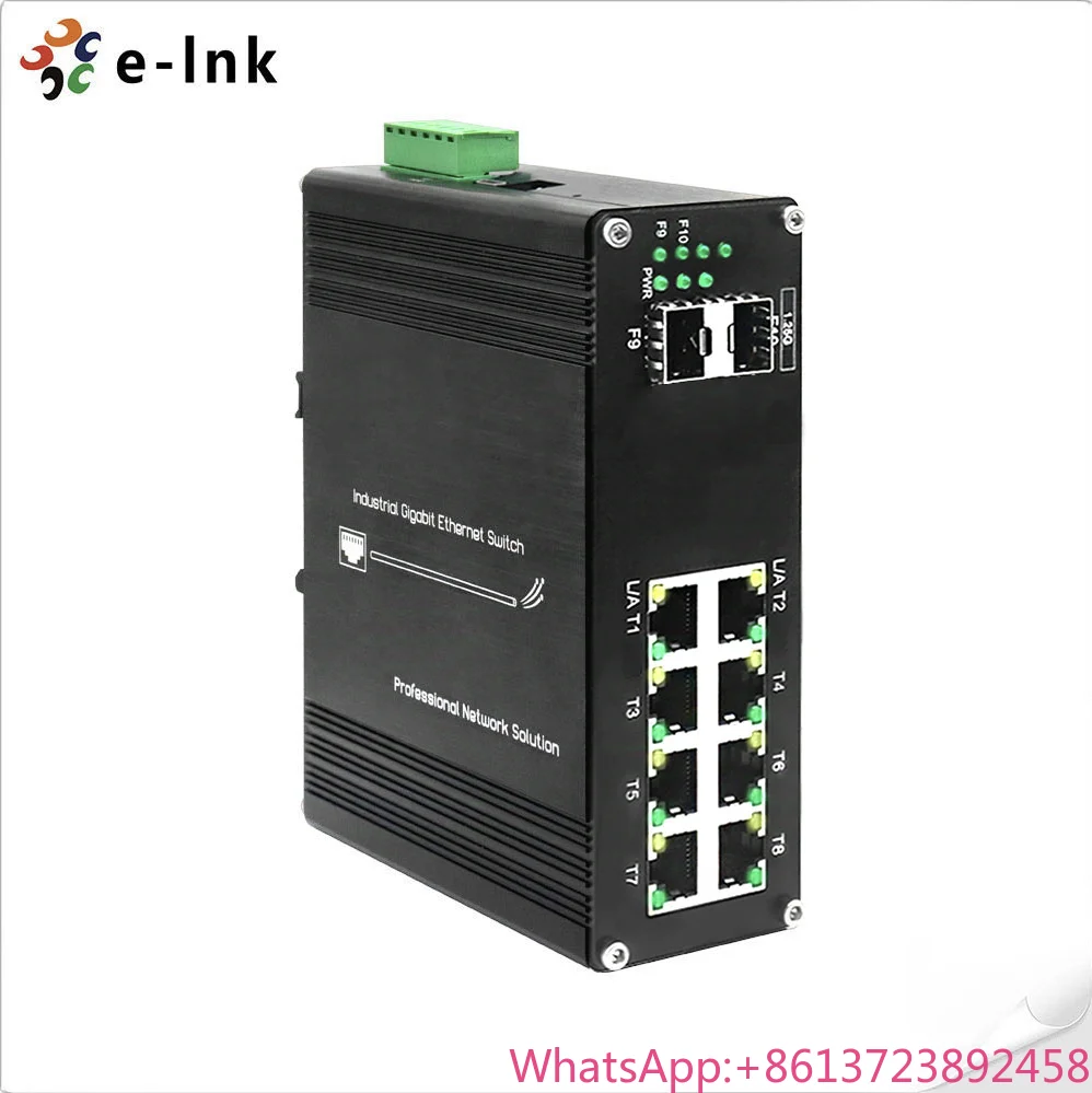 Industrial Managed 8 Port Gigabit Ethernet Switch with 2 SFP Fiber Uplink for CCTV and Factory Networks